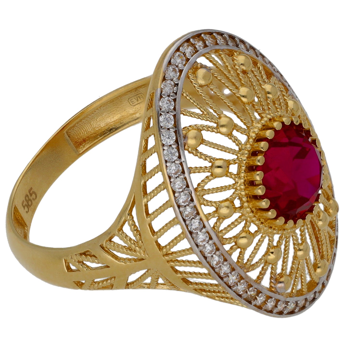 14ct Gold Imitation & Cubic Zirconia Dress/Cocktail Ring Size T