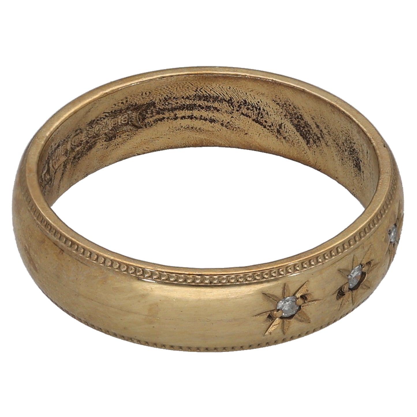 9ct Gold 0.03ct Diamond Patterned Wedding Ring Size K