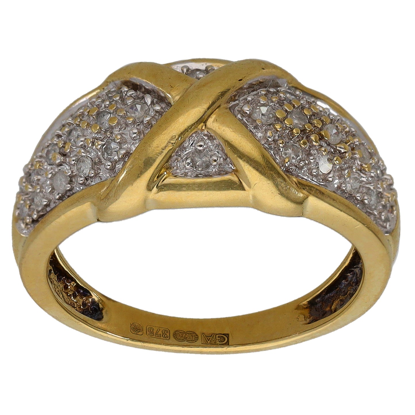 9ct Gold 0.16ct Diamond Dress/Cocktail Ring Size O