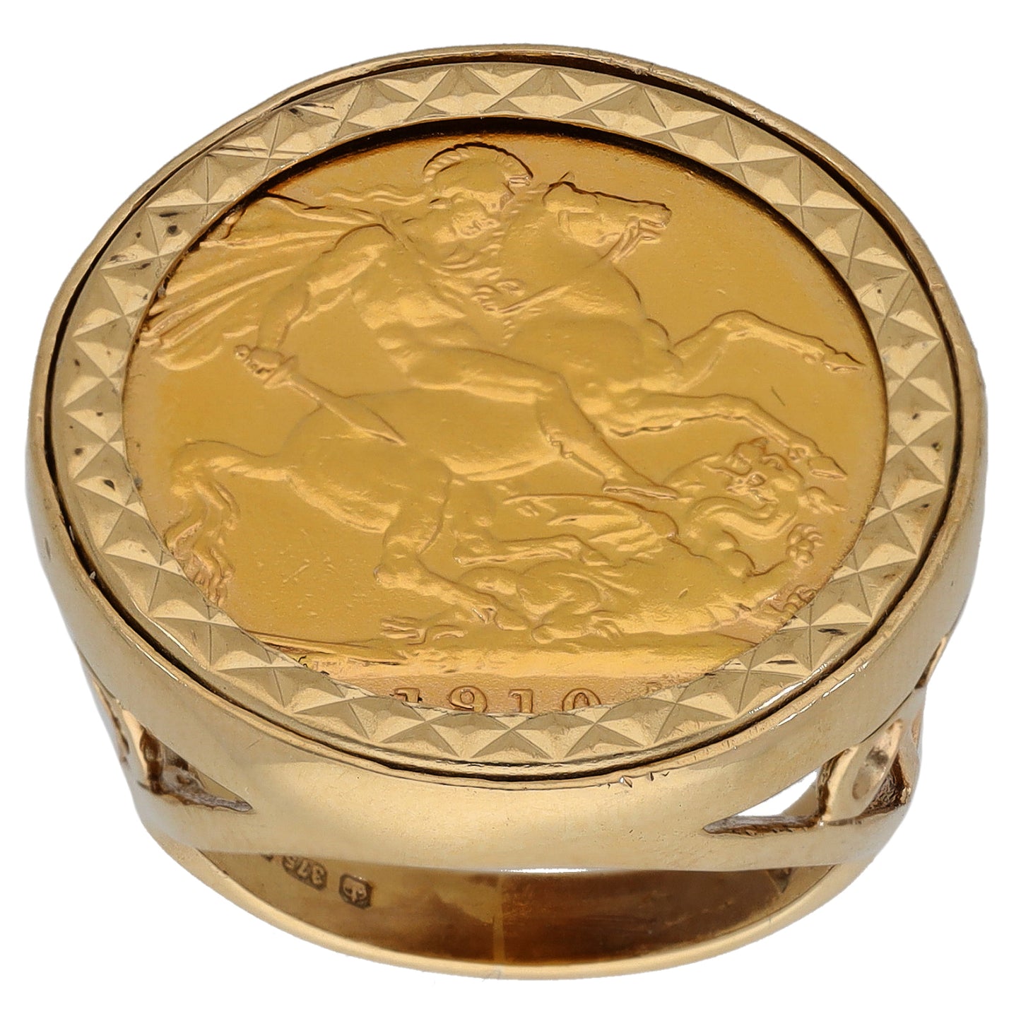 9ct Gold Full Sovereign Coin Ring Size N