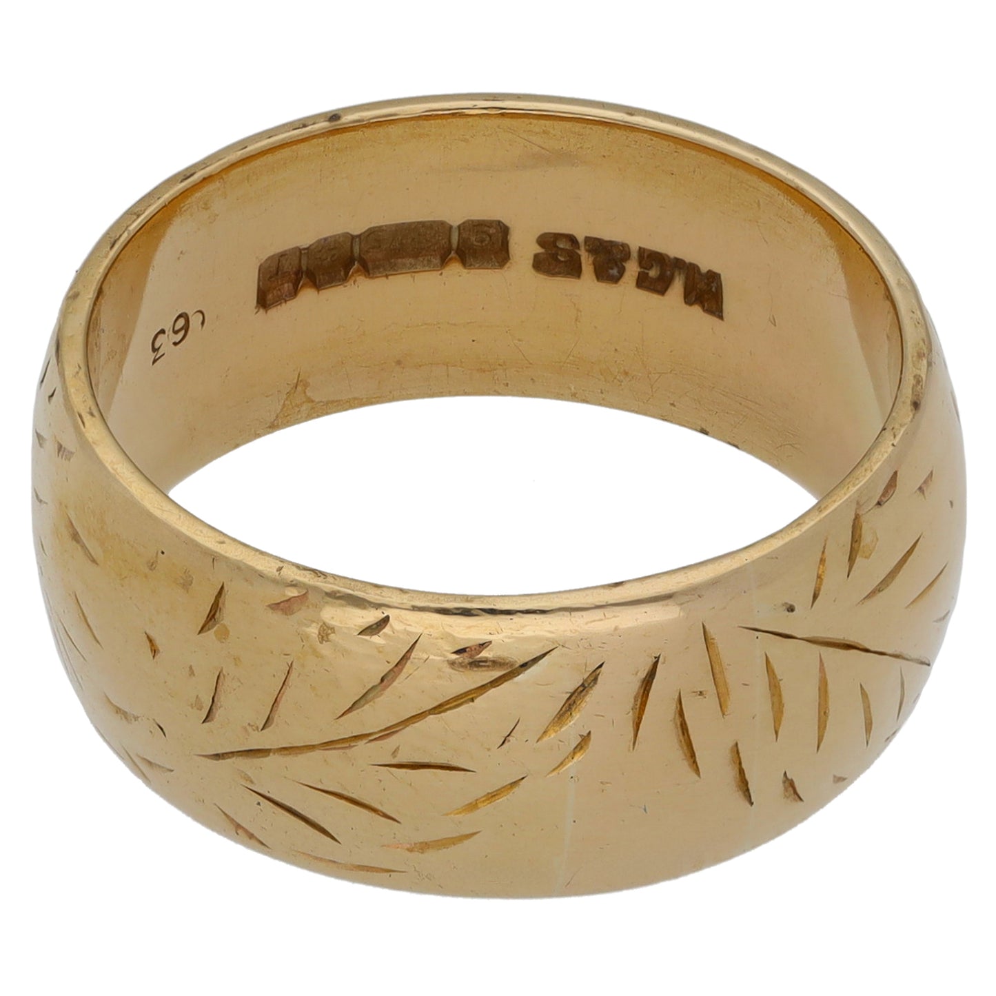 9ct Gold Patterned Wedding Ring Size N