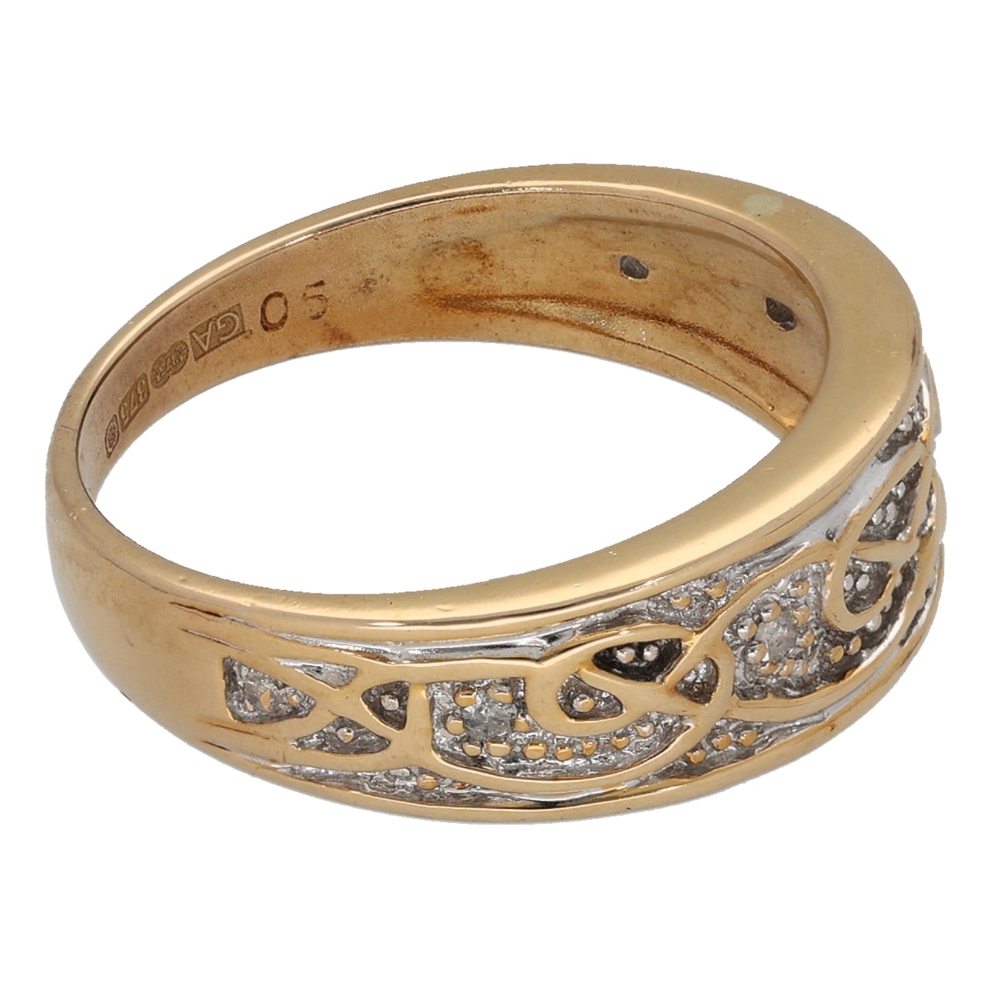 9ct Gold 0.02ct Diamond Half Eternity Ring Size L