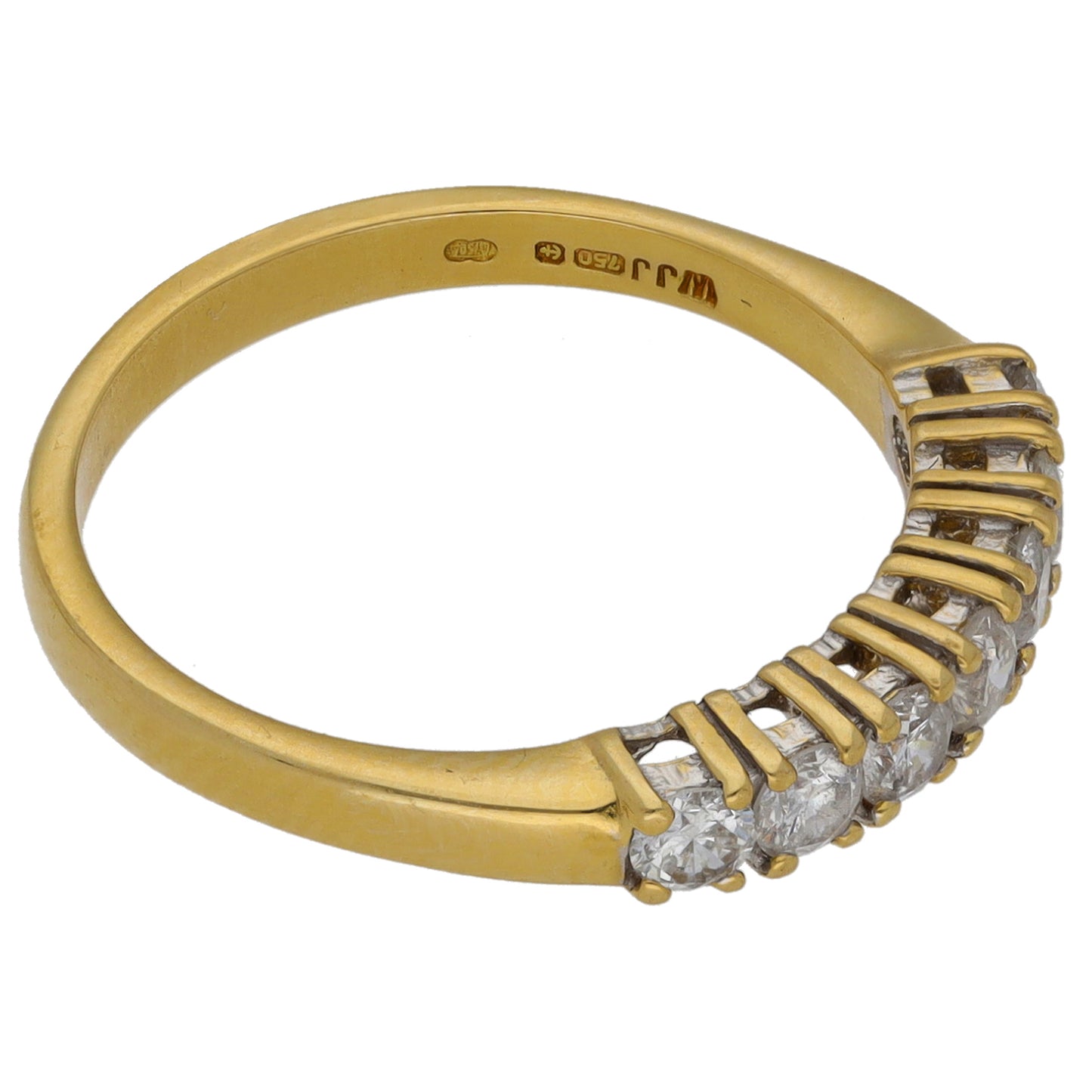 18ct Gold 0.50ct Diamond Half Eternity Ring Size M
