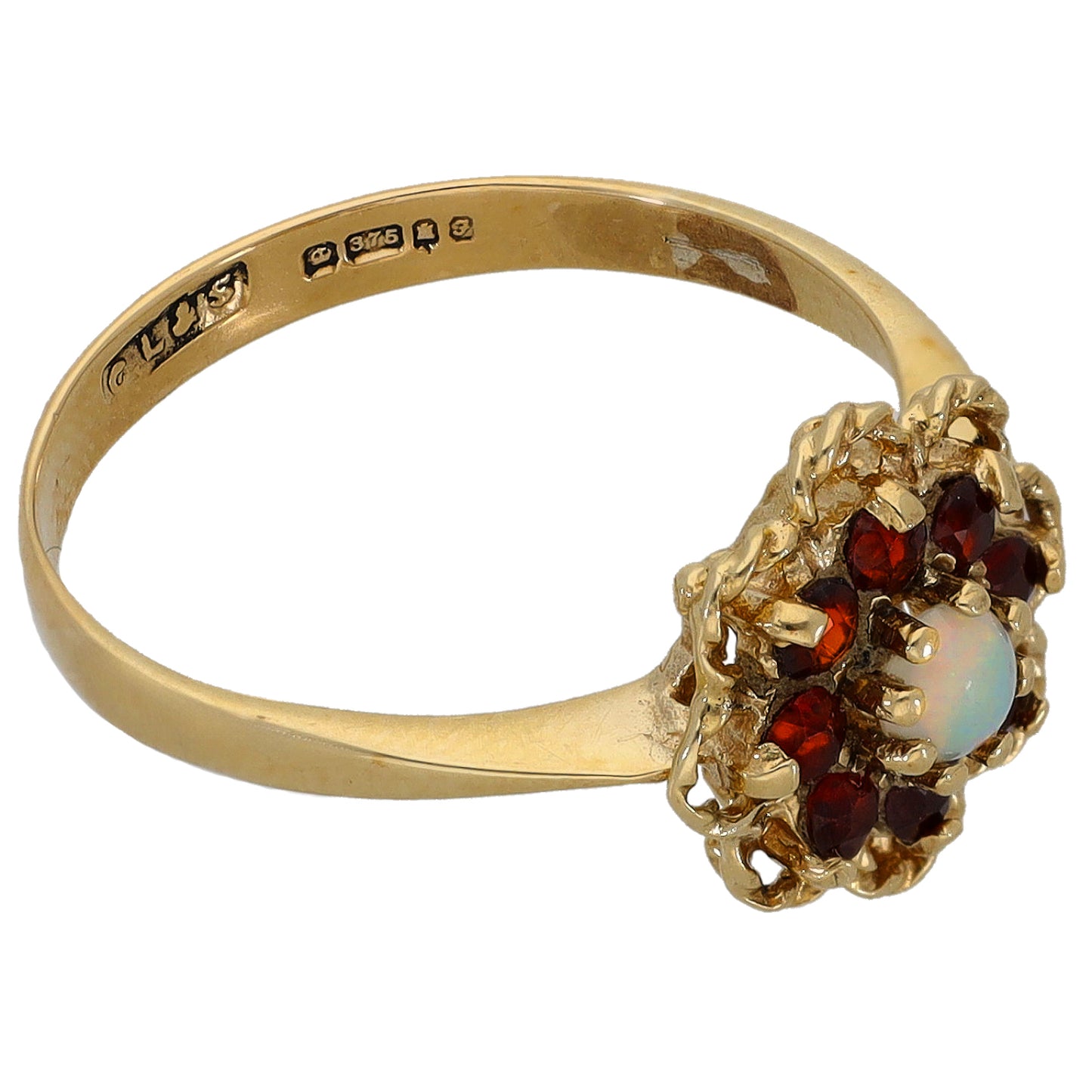 9ct Gold Opal & Garnet Dress/Cocktail Ring Size M