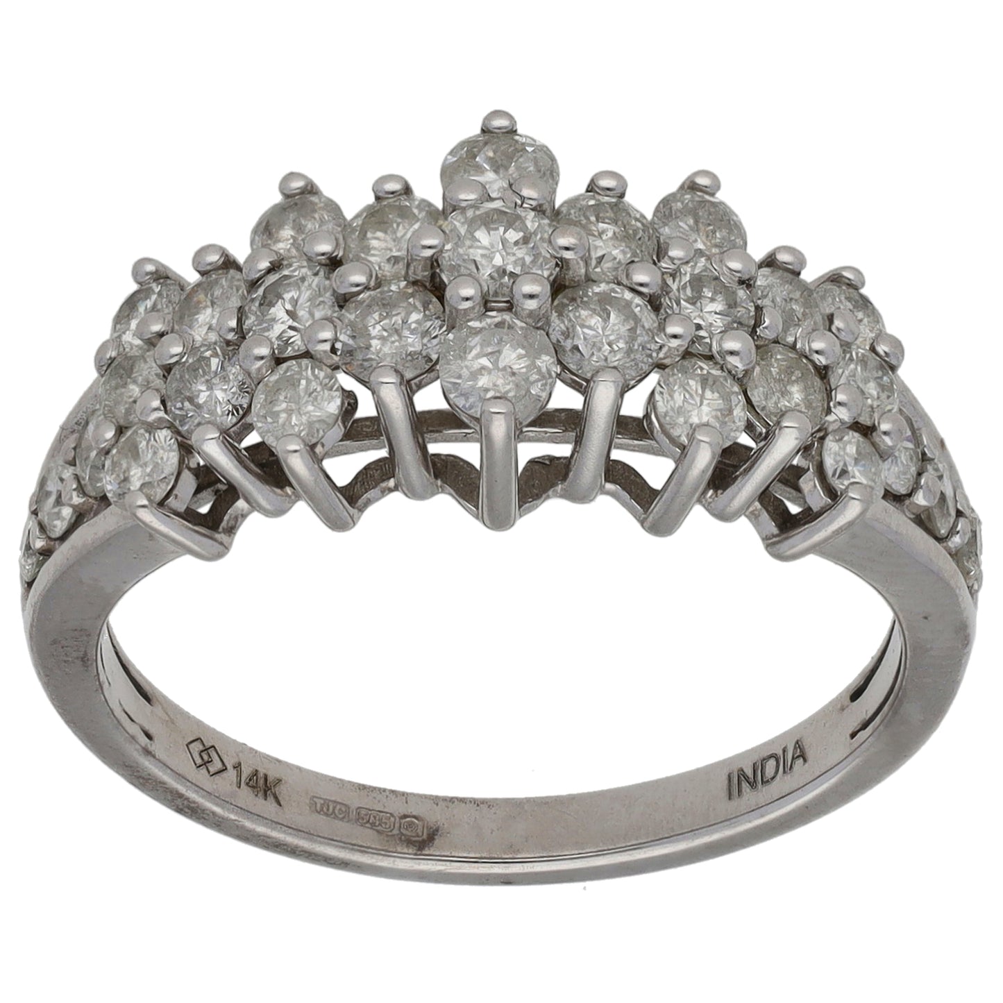 14ct White Gold 1.45ct Diamond Dress/Cocktail Ring Size P