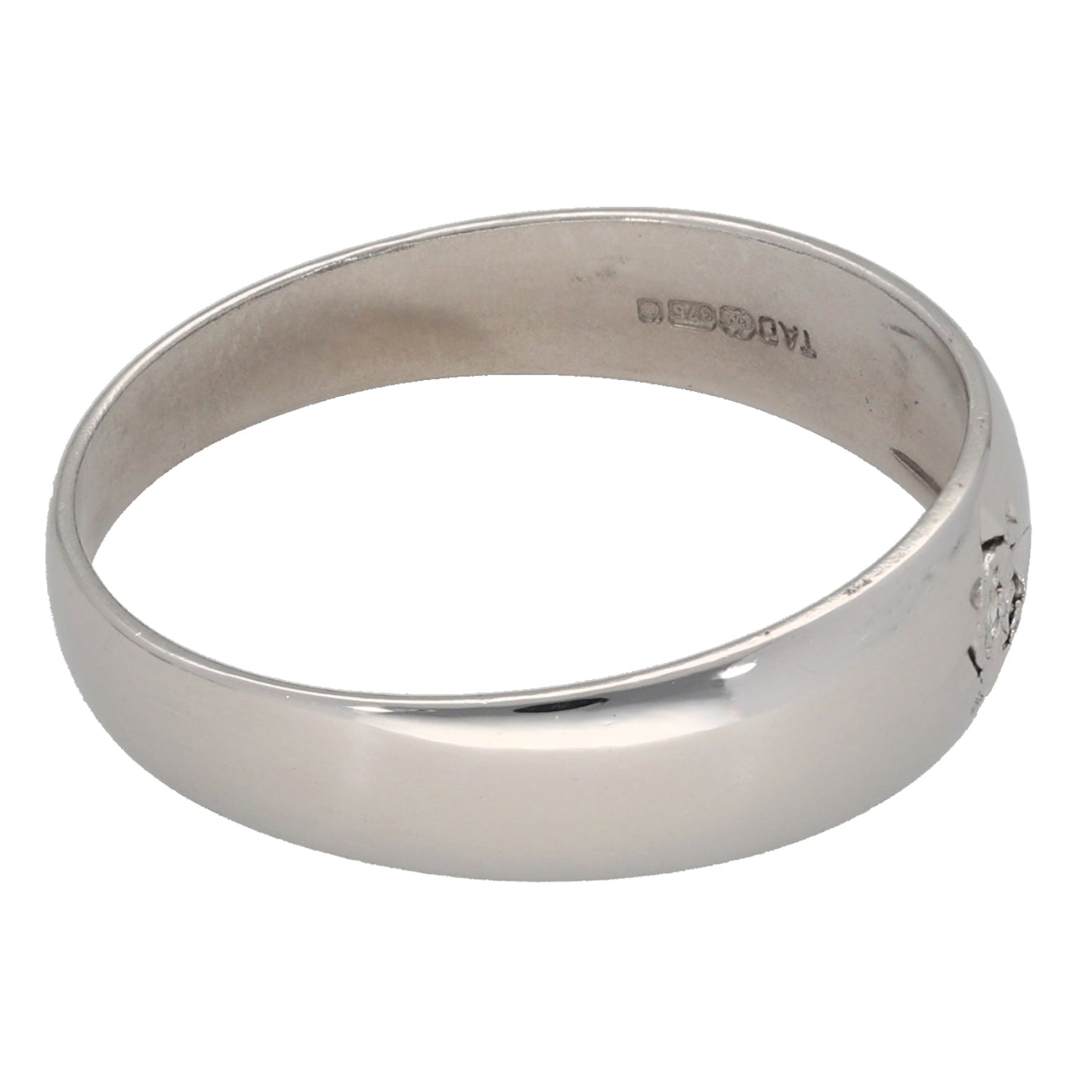 9ct White Gold 0.01ct Diamond Patterned Wedding Ring Size S