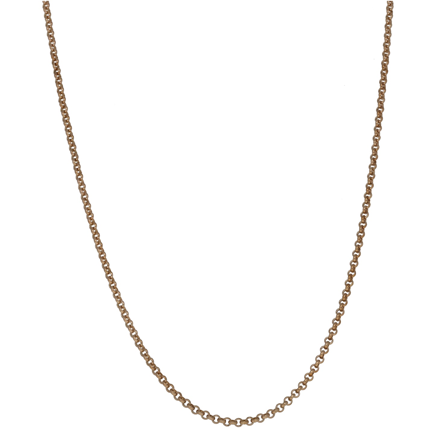 9ct gold belcher chain necklace, 20-inch link chain with polished finish
