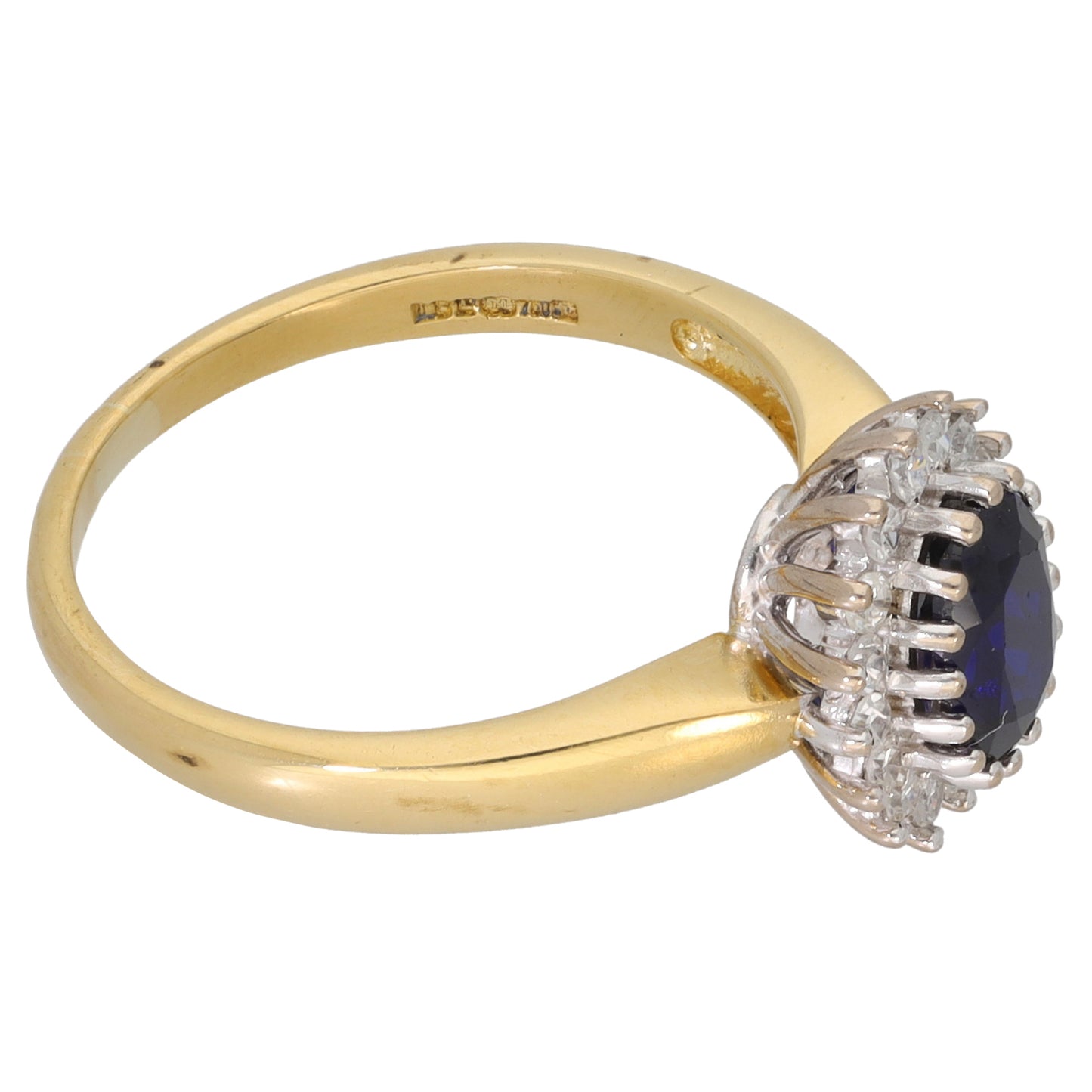 18ct Gold 0.19ct Diamond & Sapphire Dress/Cocktail Ring Size M