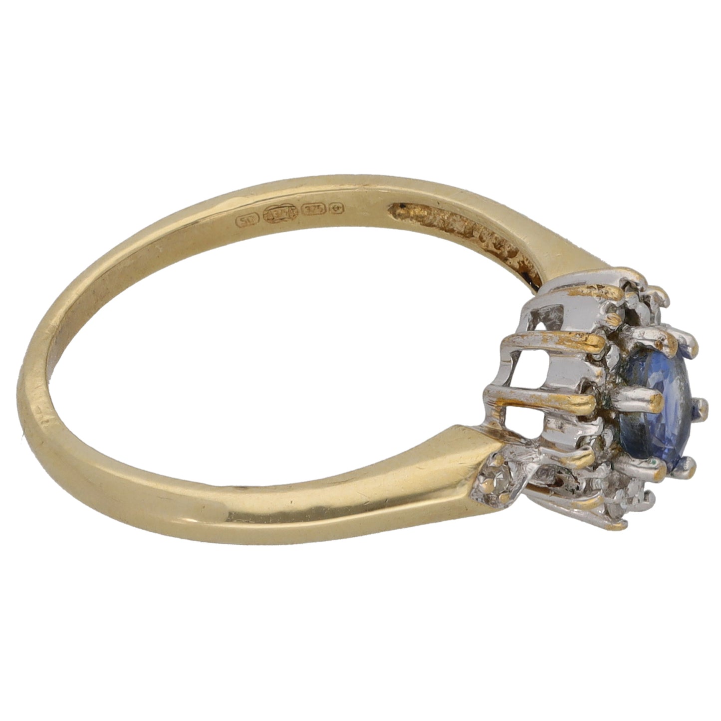 9ct Gold Sapphire & 0.07ct Diamond Dress/Cocktail Ring Size N