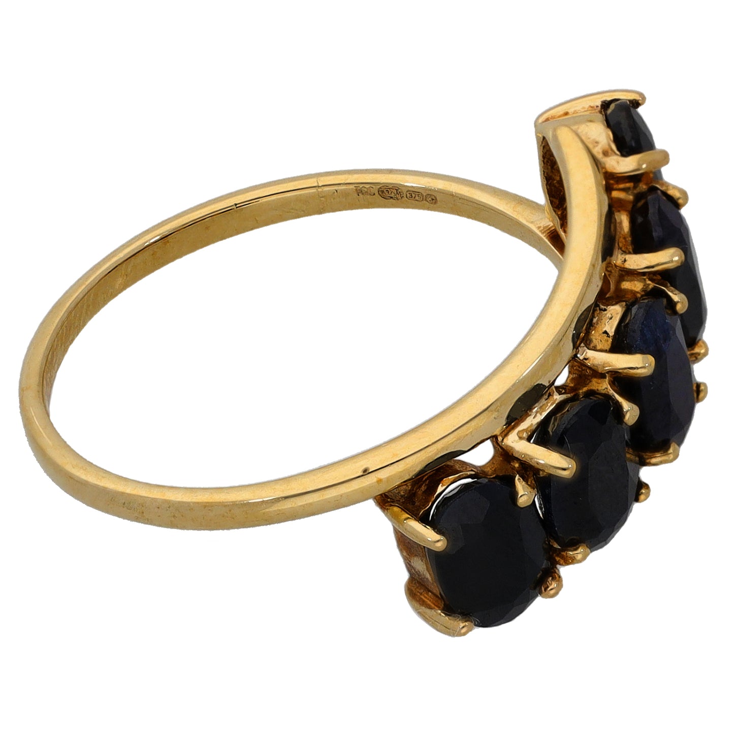 9ct Gold Sapphire Half Eternity Ring Size P