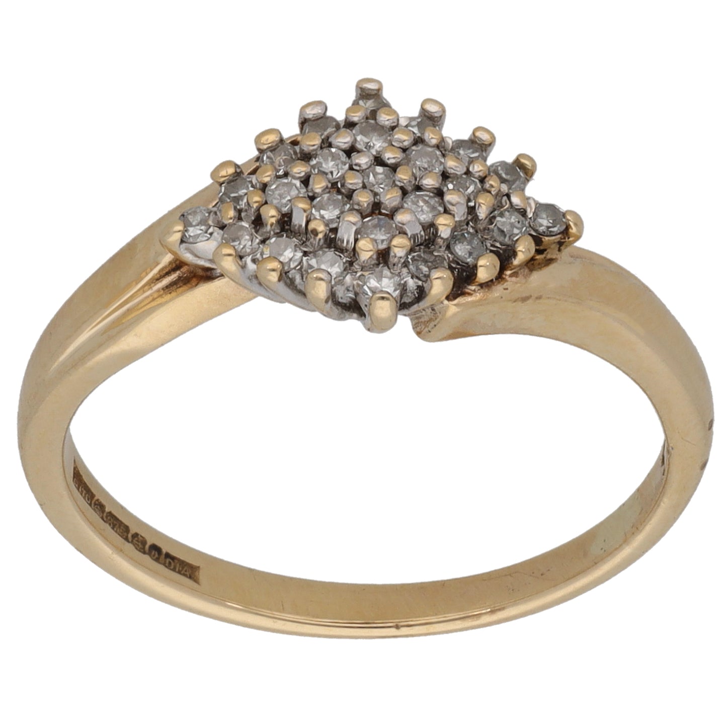 9ct Gold 0.15ct Diamond Cluster Ring Size L