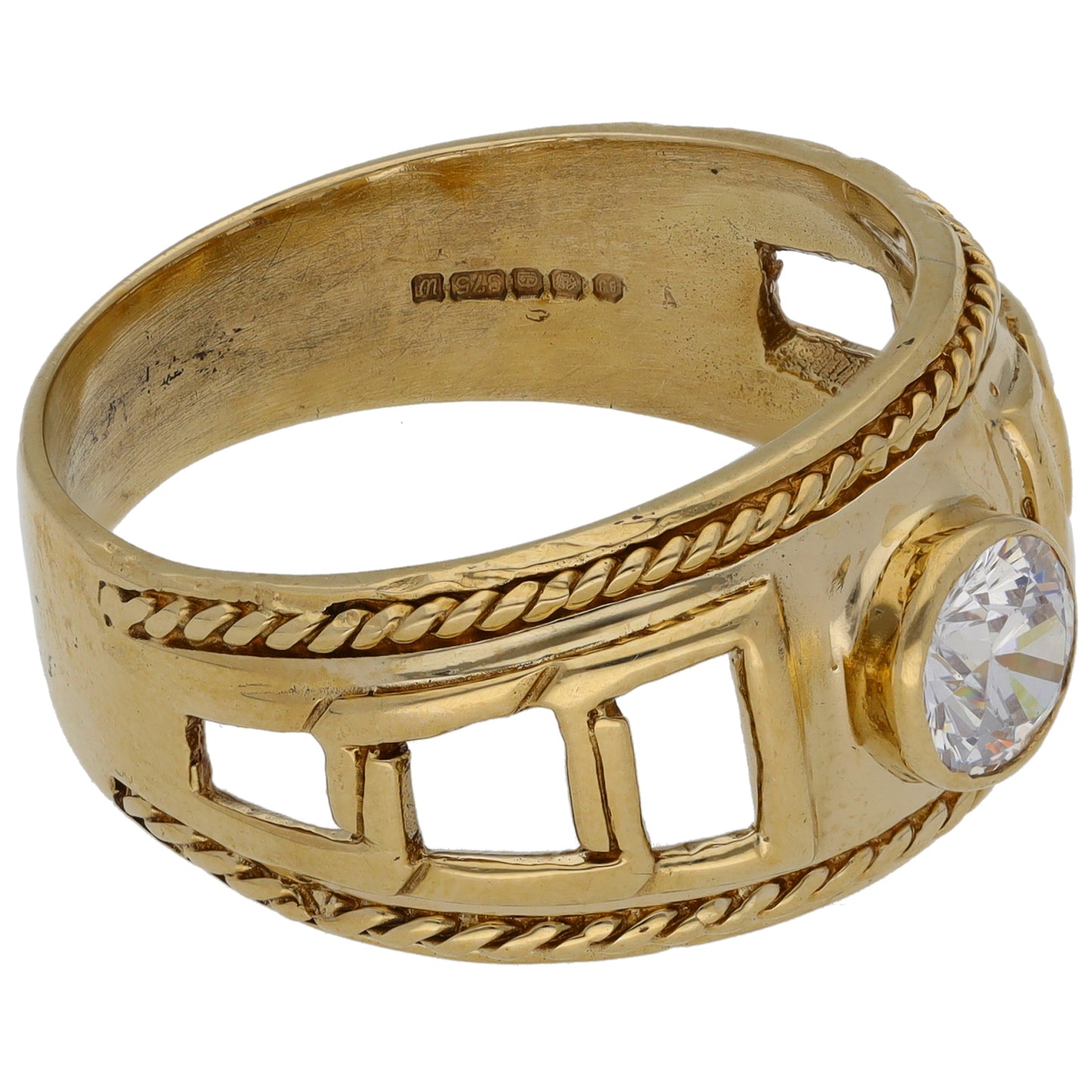 9ct Gold Cubic Zirconia Single Stone Ring Size X