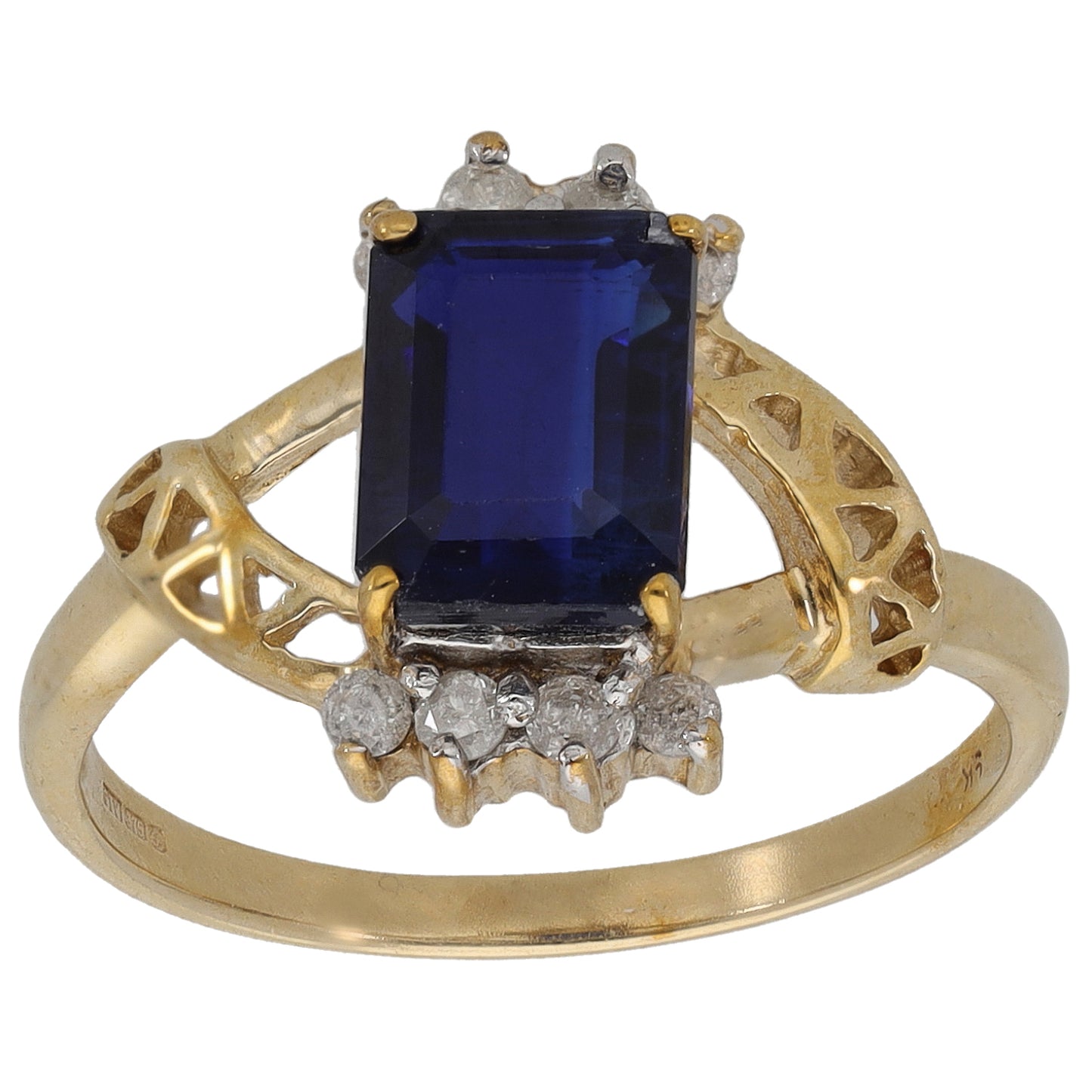 9ct Gold Kyanite & 0.16ct Diamond Dress/Cocktail Ring Size N
