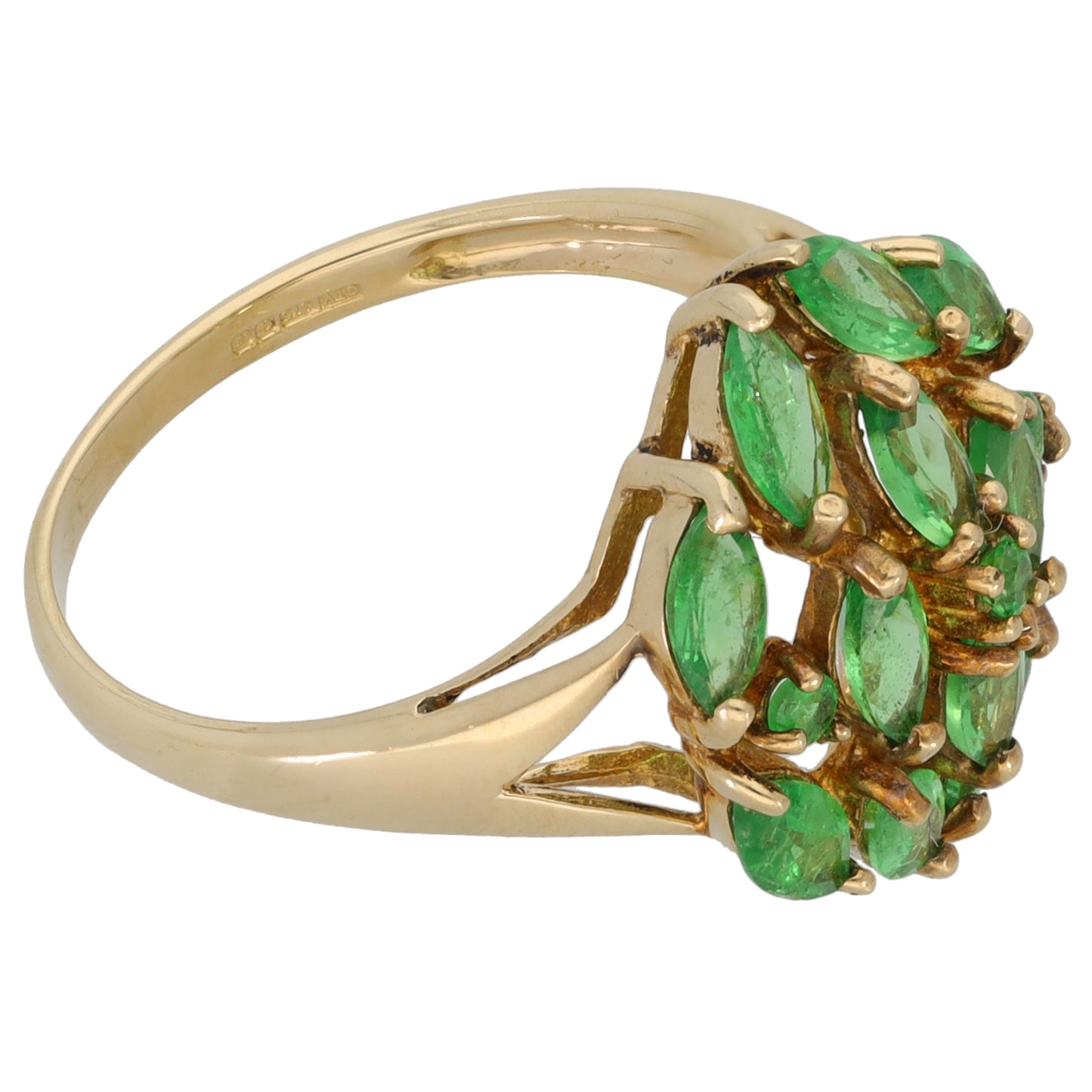 9ct Gold Imitation Gems Dress/Cocktail Ring Size N