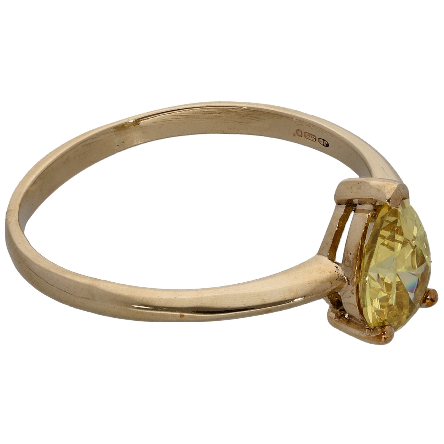 9ct Gold Imitation Single Stone Ring Size R