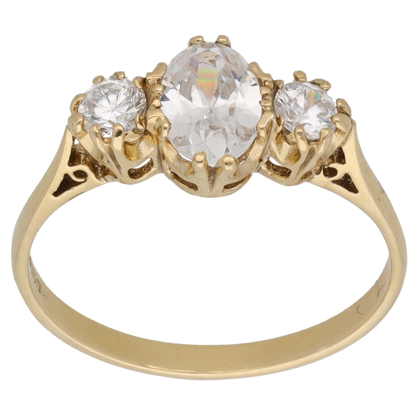 9ct Gold Cubic Zirconia Trilogy Ring Size L