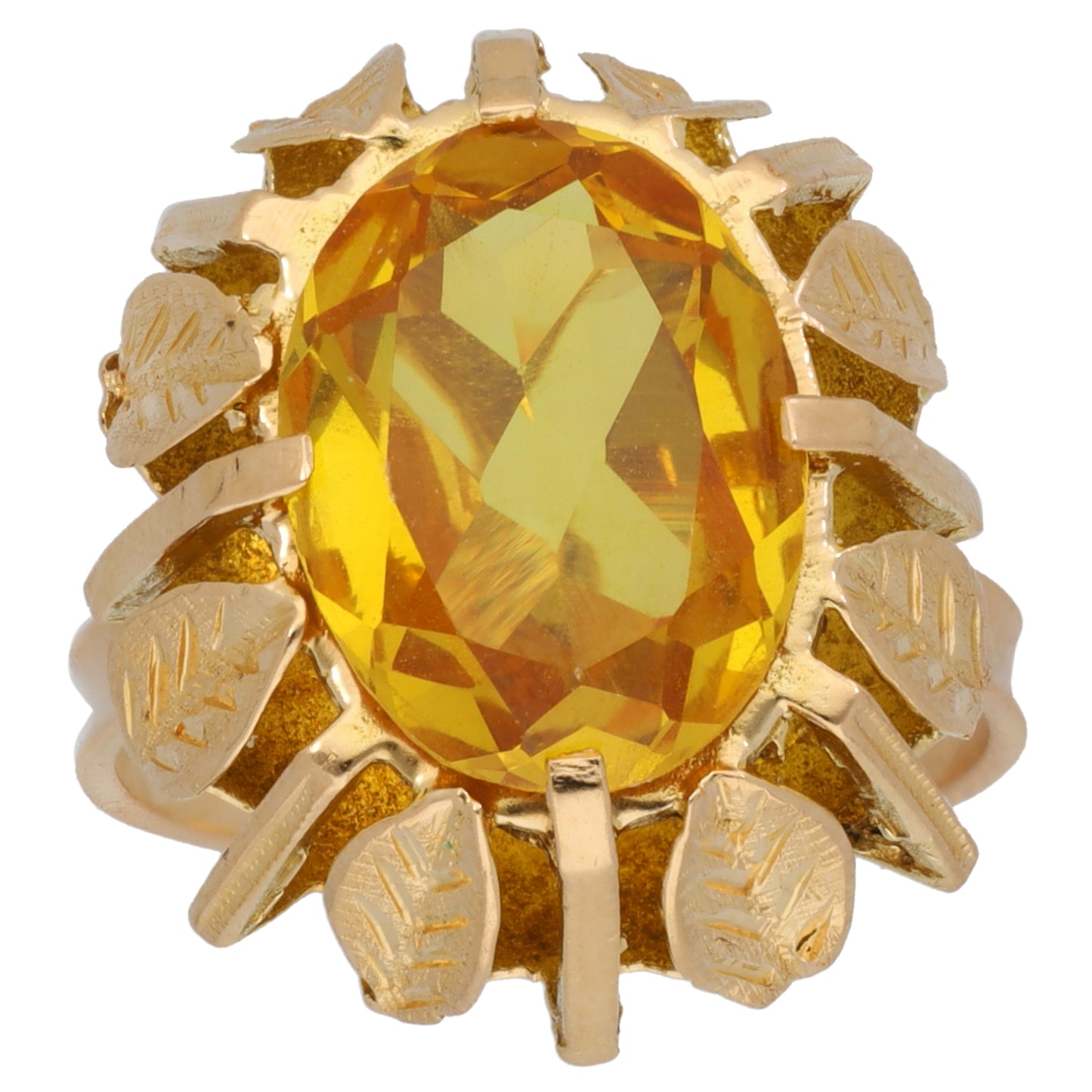 14ct Gold Man Made Sapphire Single Stone Ring Size K