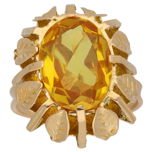 14ct Gold Man Made Sapphire Single Stone Ring Size K