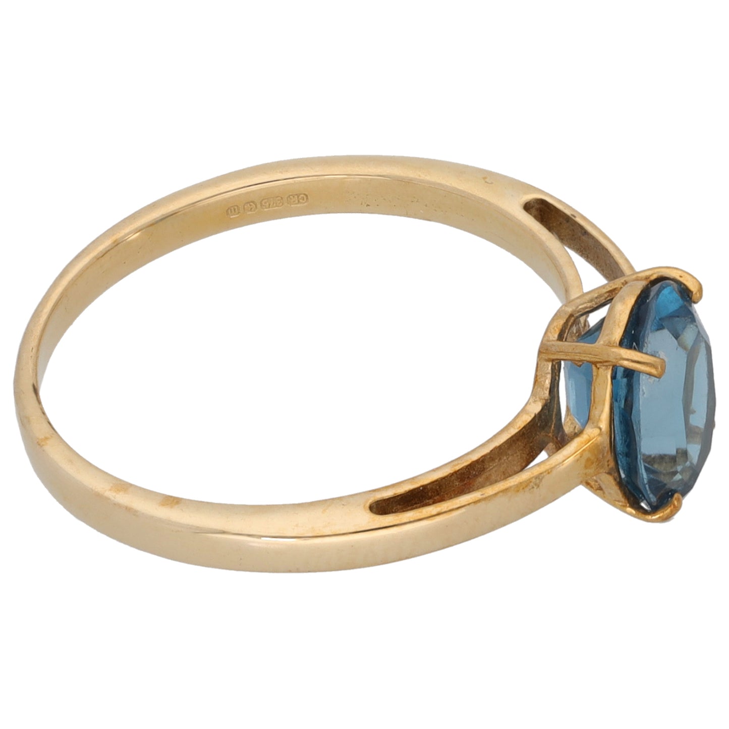 9ct Gold Coated Topaz Single Stone Ring Size N