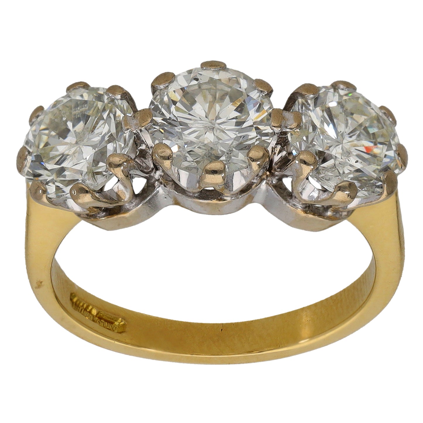 18ct Gold 3.00ct Diamond Trilogy Ring Size L