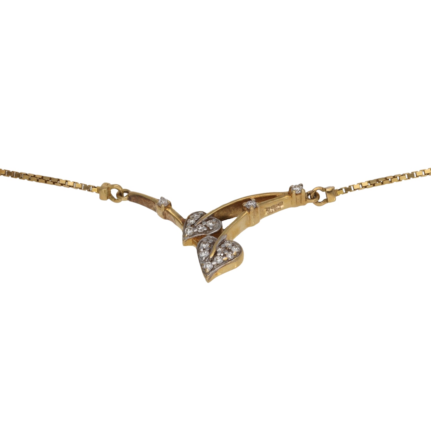 18ct Bi-Colour Gold 0.17ct Diamond Fancy Necklace 14"