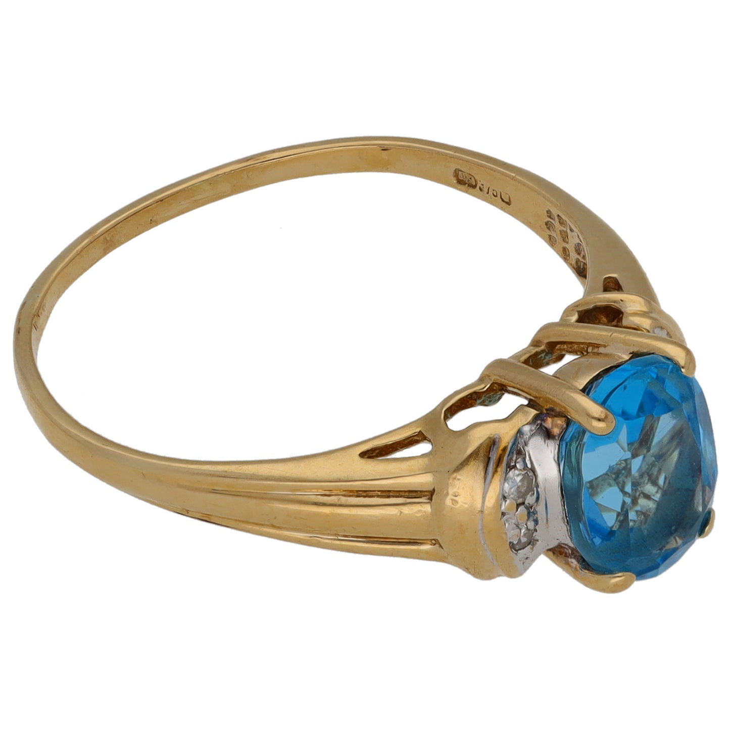 9ct Gold 0.02ct Diamond & Topaz Dress/Cocktail Ring Size Q