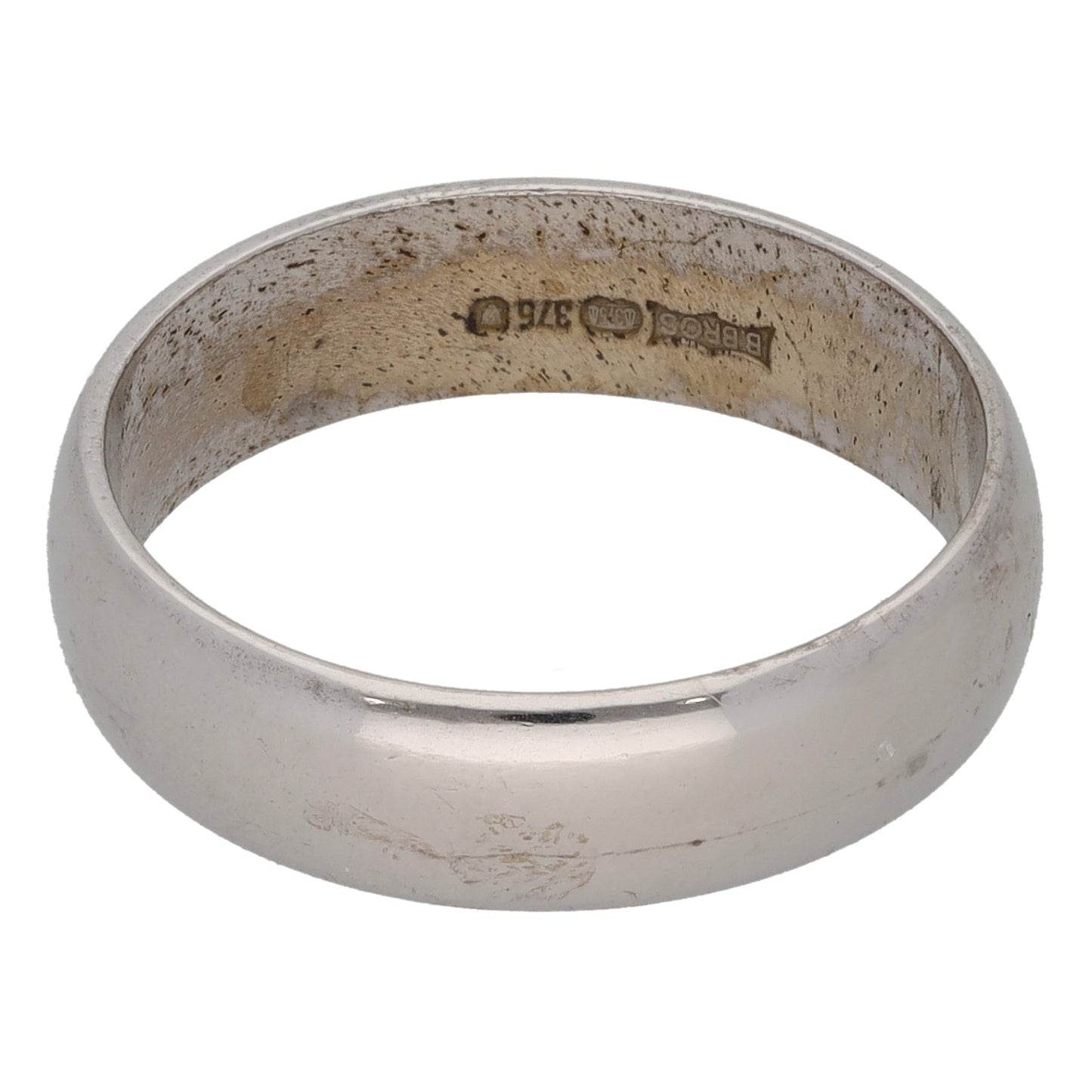 9ct White Gold Plain Wedding Ring Size O