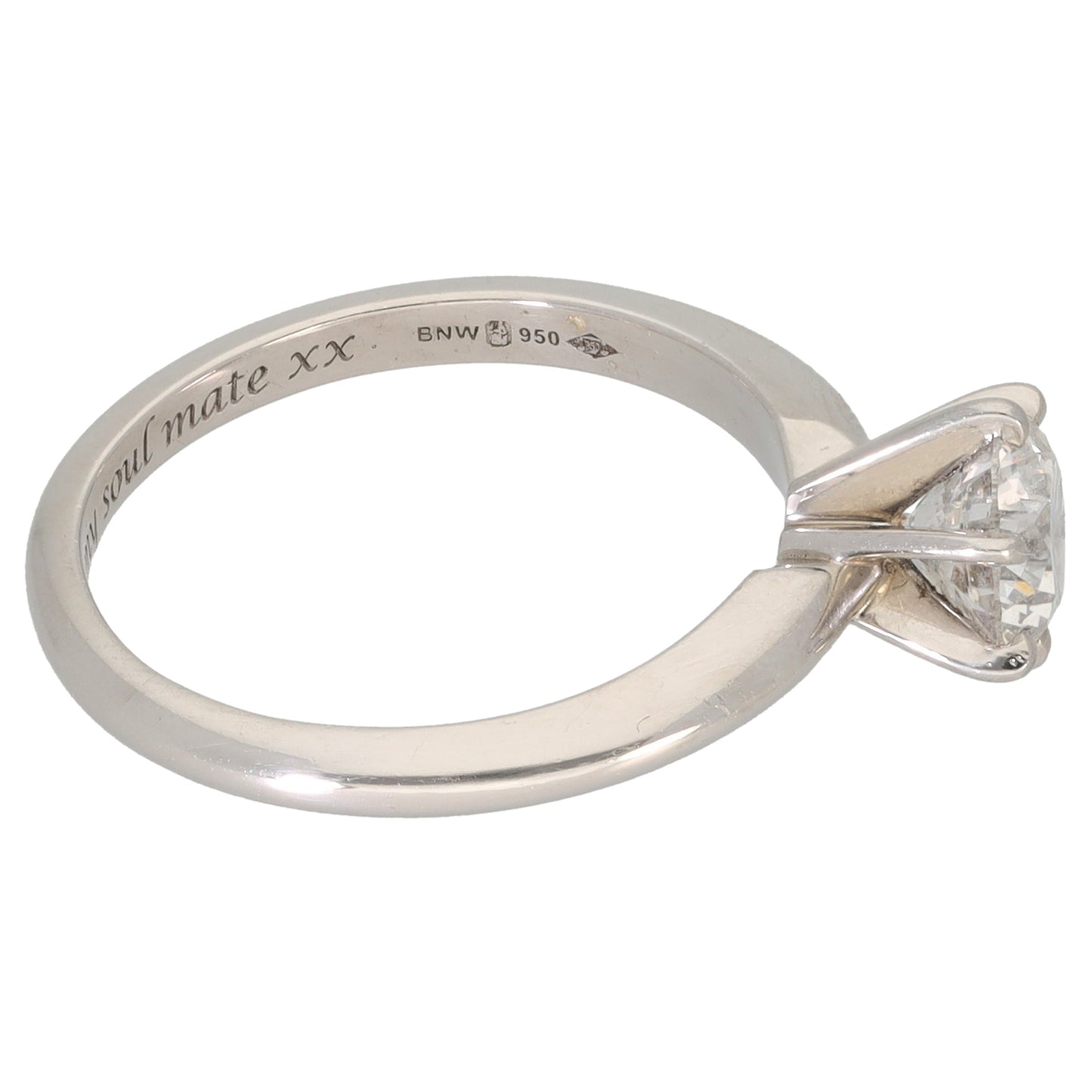 Platinum 0.96ct Diamond Solitaire Ring Size M