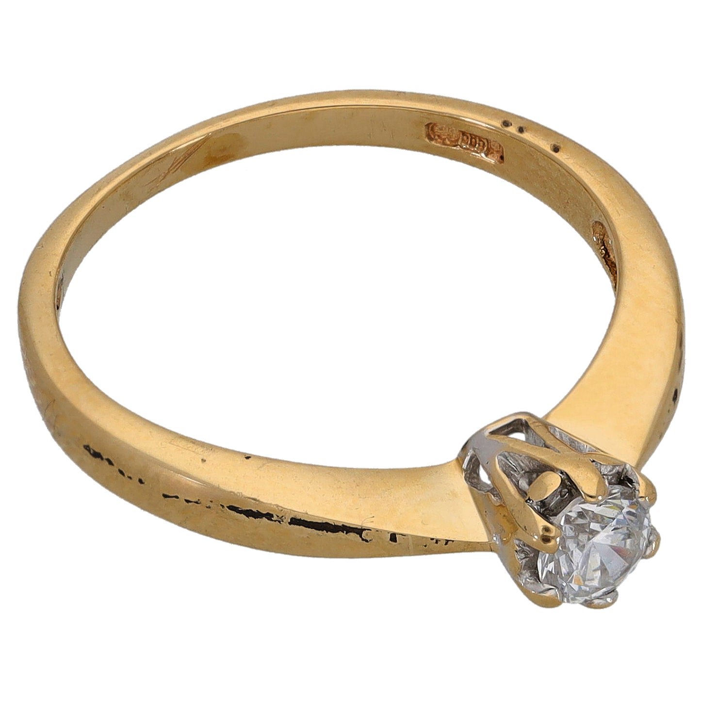 14ct Gold Cubic Zirconia Single Stone Ring Size N