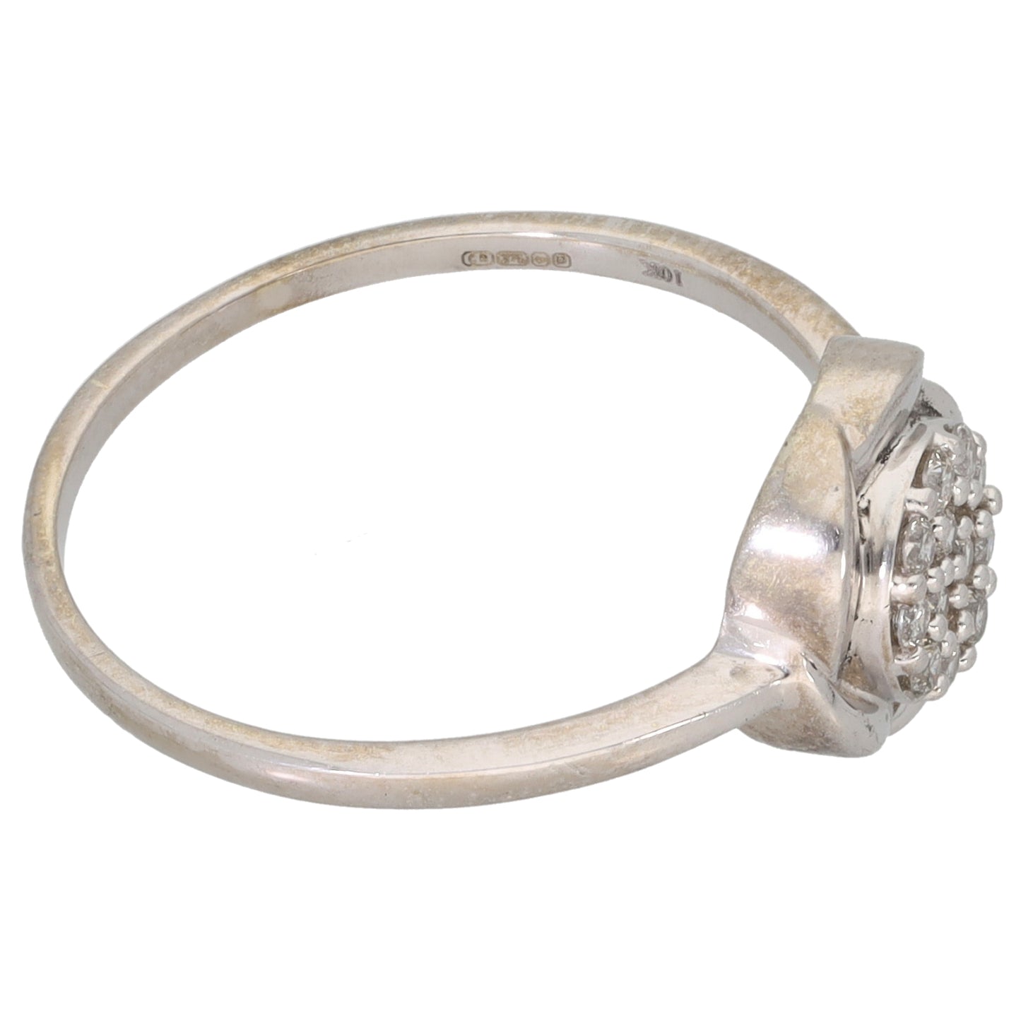 9ct White Gold 0.10ct Diamond Cluster Ring Size P