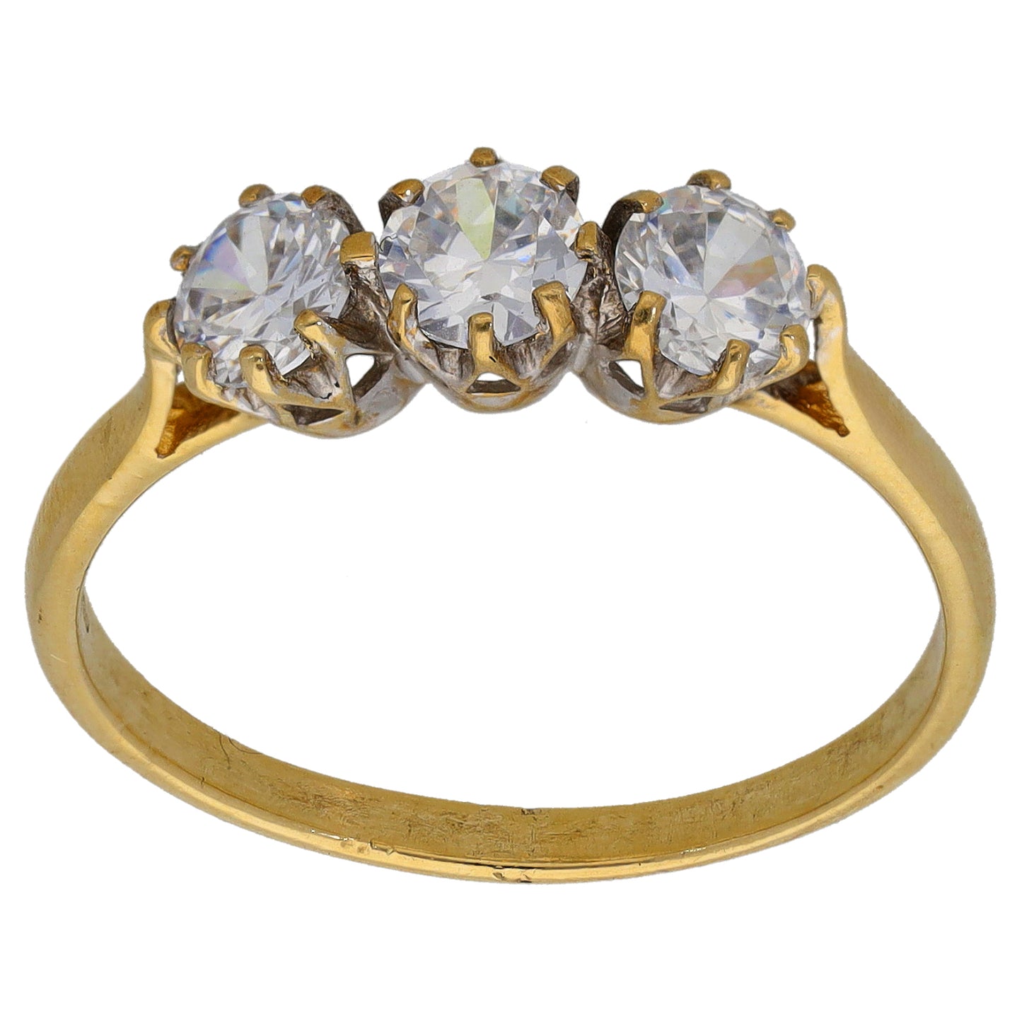 9ct Gold Cuboc Zirconia Trilogy Ring Size S