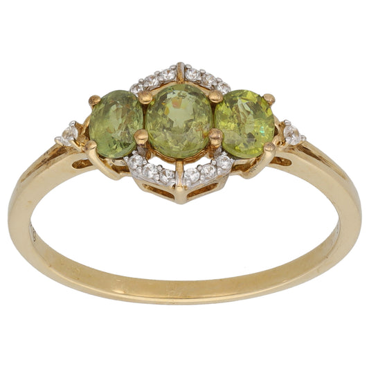 9ct Gold Sphene & Imitation Dress/Cocktail Ring Size R