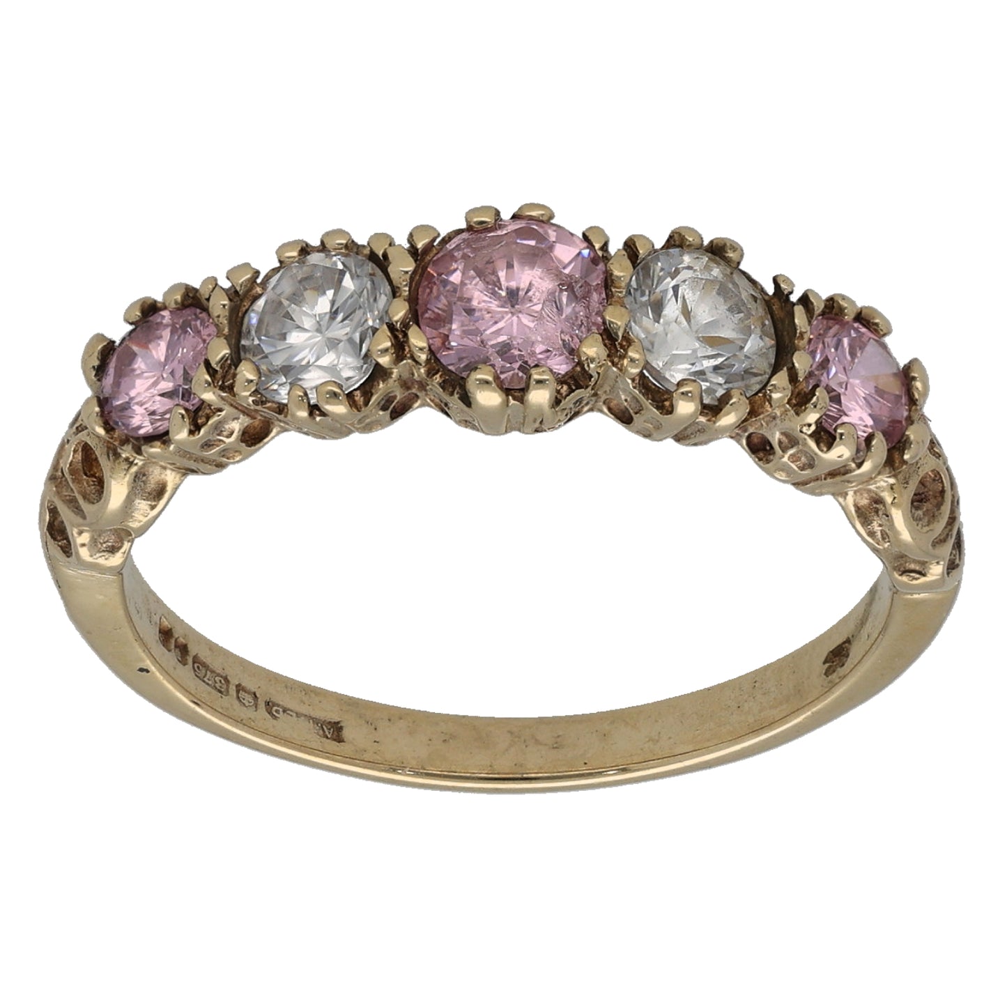 9ct Gold Cubic Zirconia Half Eternity Ring Size P