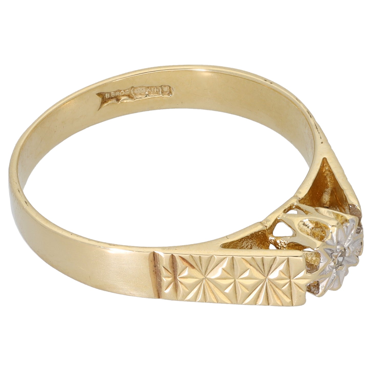 9ct Gold 0.01ct Diamond Solitaire Ring Size O