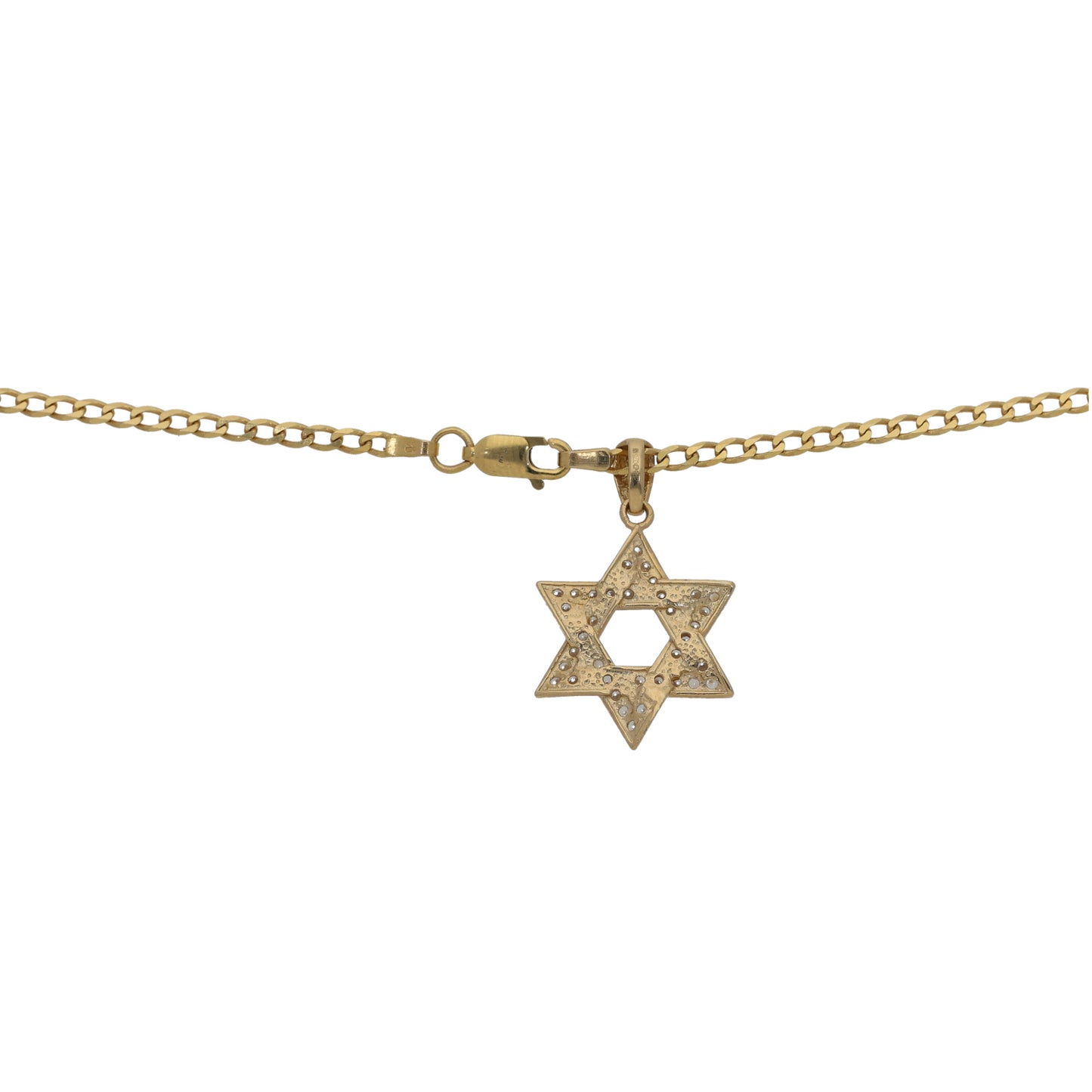 9ct Gold Cubic Zirconia Star of David Pendant With Chain