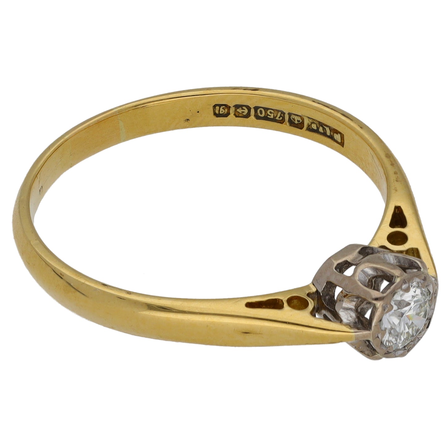 18ct Gold 0.15ct Diamond Solitaire Ring Size O
