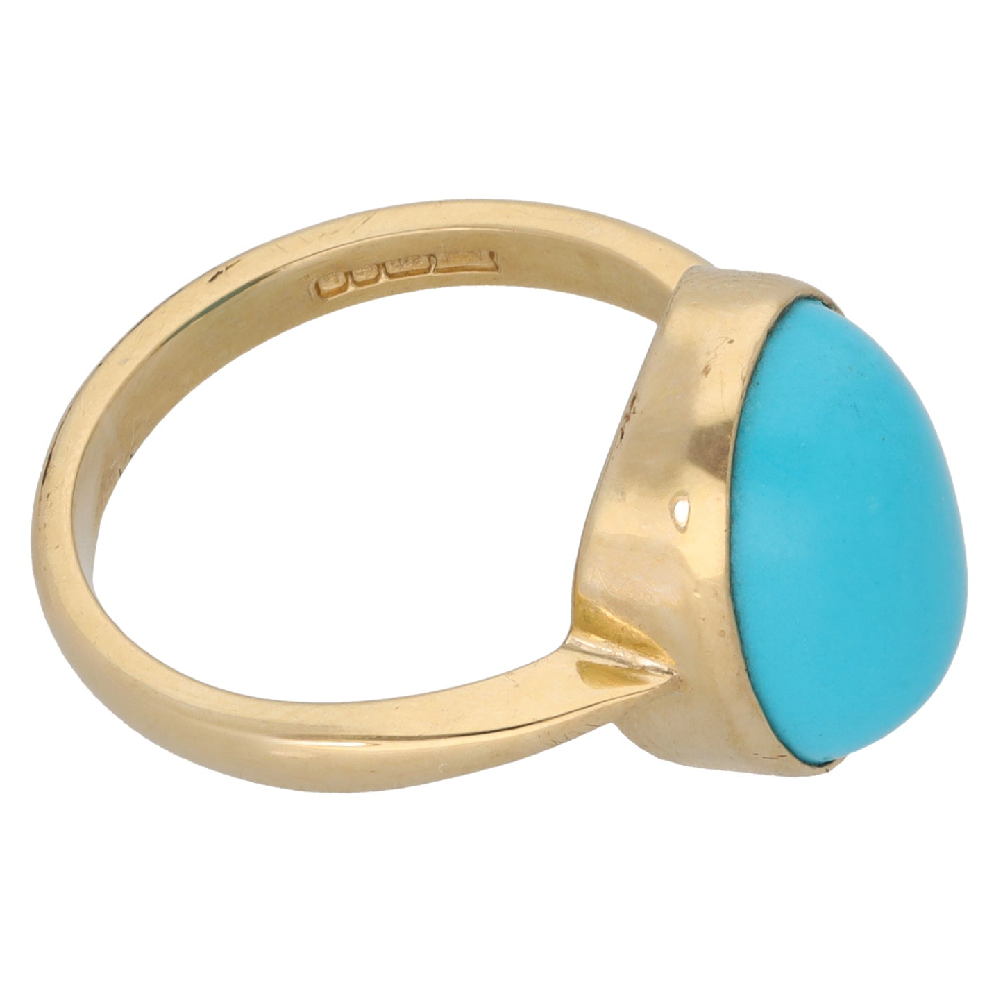 9ct Gold Turquoise Single Stone Ring Size N