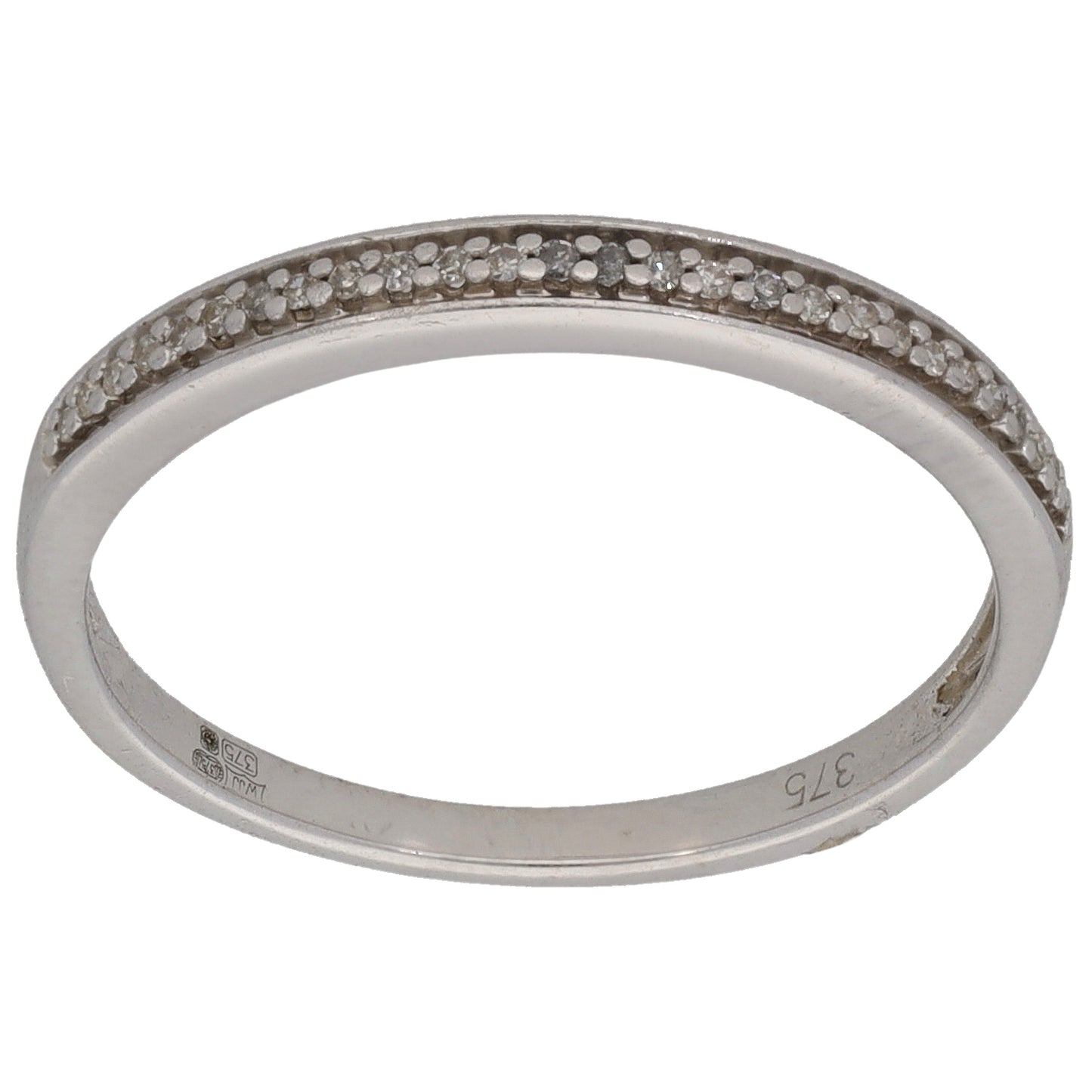 9ct White Gold 0.065ct Diamond Half Eternity Ring Size N