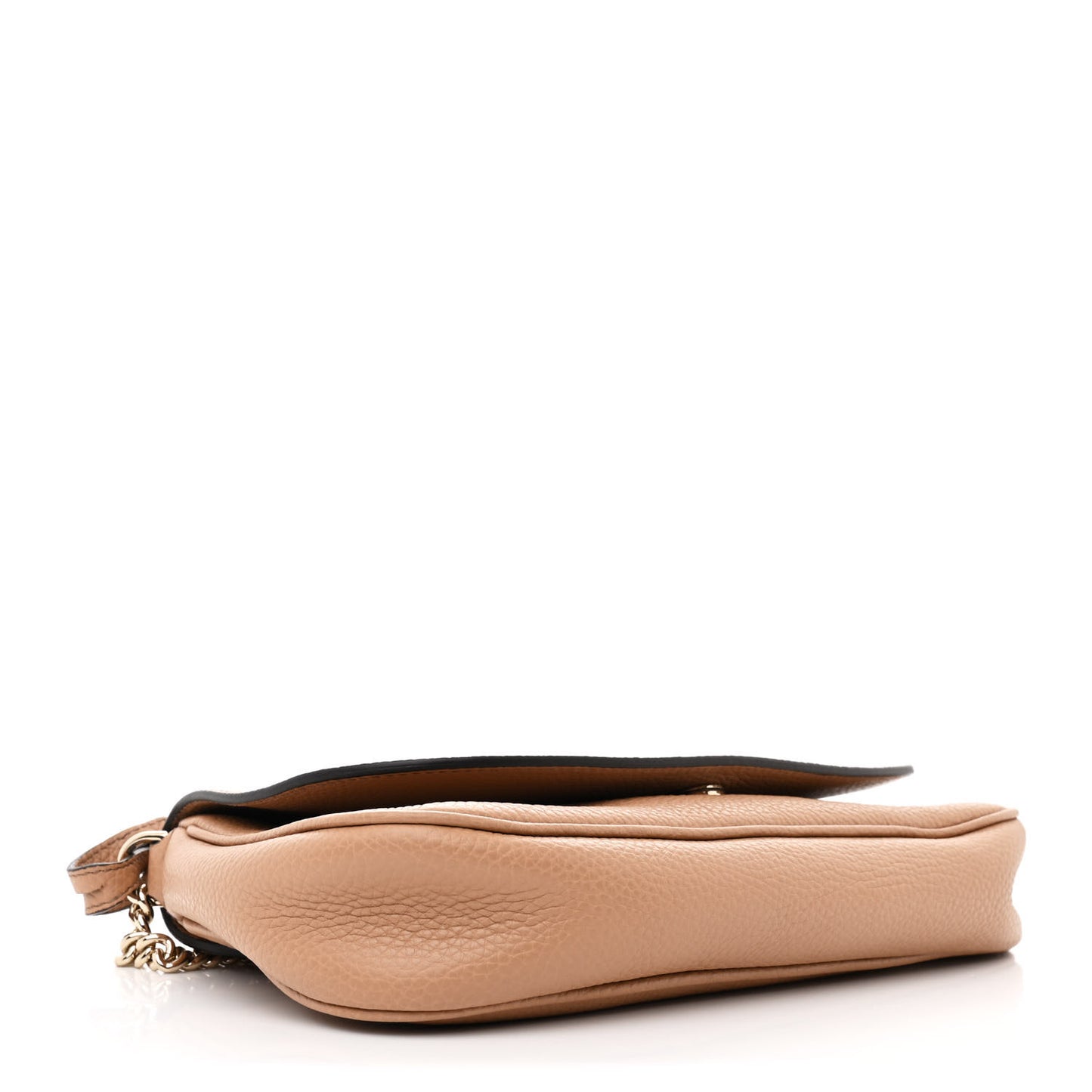 Gucci Soho Flap Shoulder Pebbled Calfskin Bag - Caramel