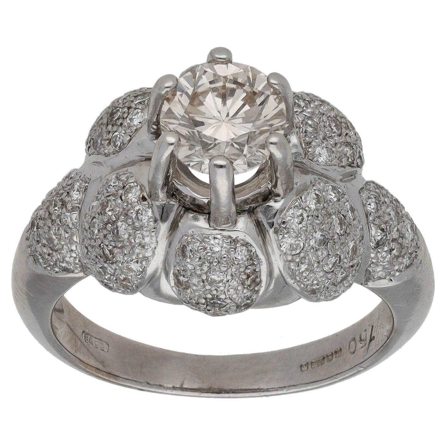 18ct White Gold 1.55ct Diamond Dress/Cocktail Ring Size O