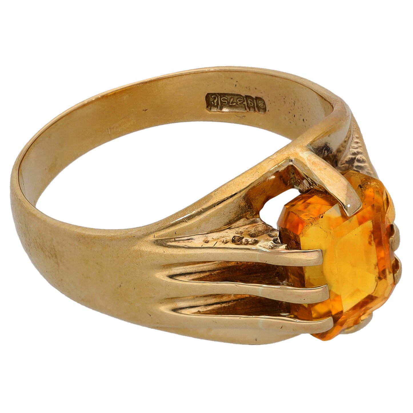 9ct Gold Citrine Single Stone Ring Size Q