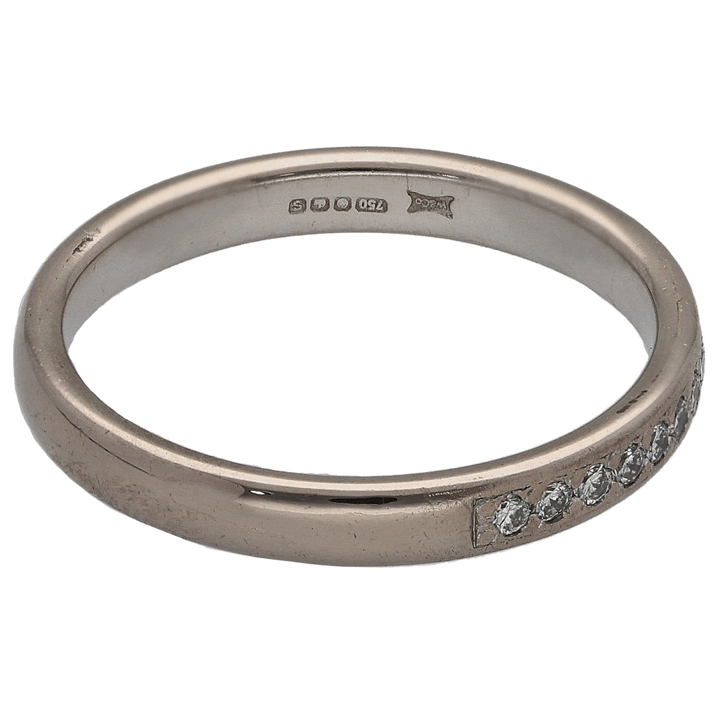 18ct White Gold 0.15ct Diamond Half Eternity Ring Size K