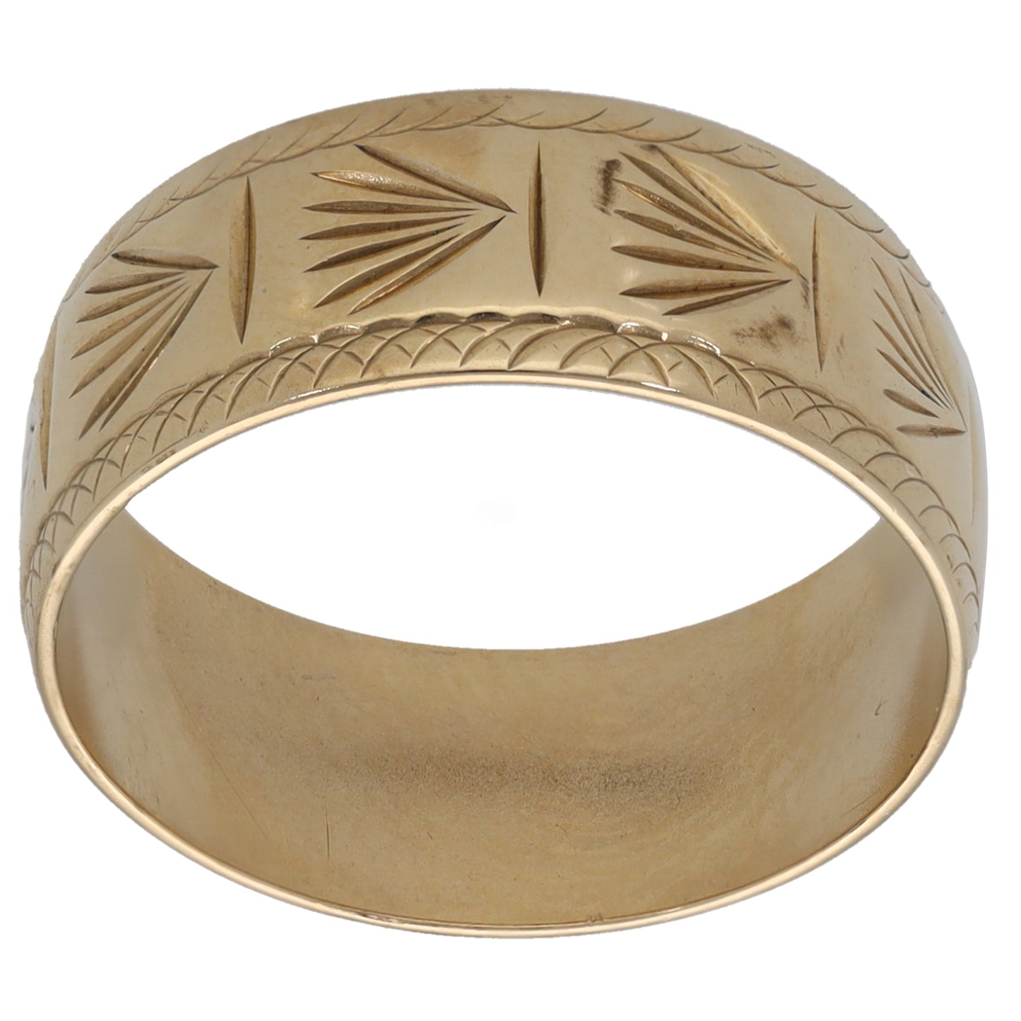 9ct Gold Patterned Wedding Ring Size N