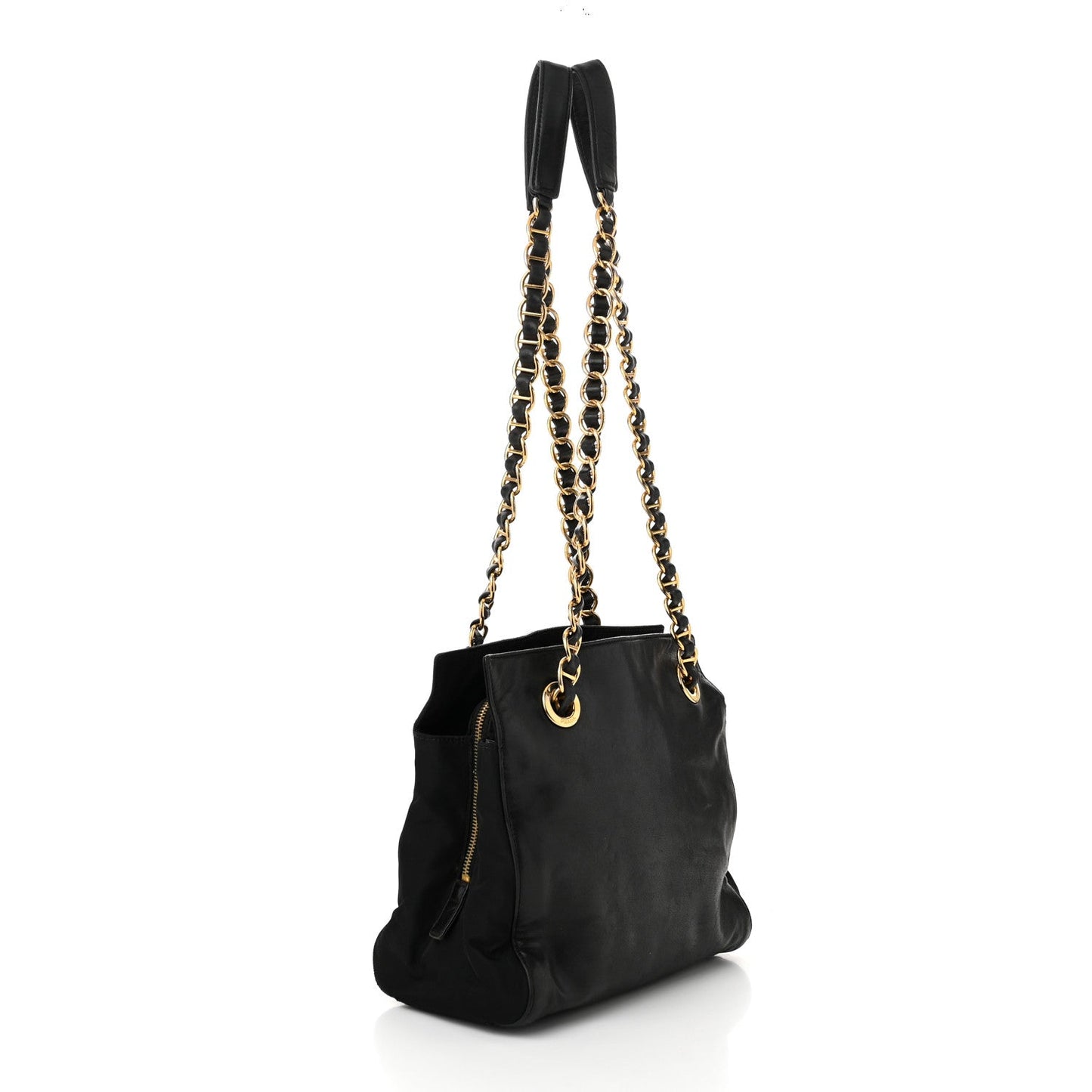 Prada Embossed Logo Chain Nappa Leather Bag - Black