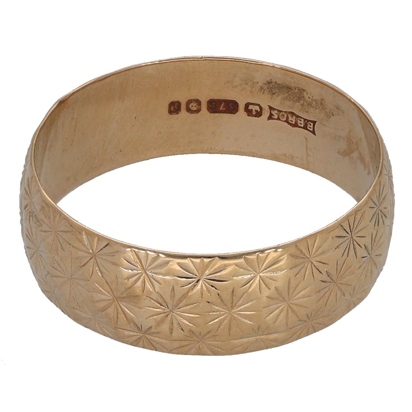 9ct Gold Patterned Wedding Ring Size M