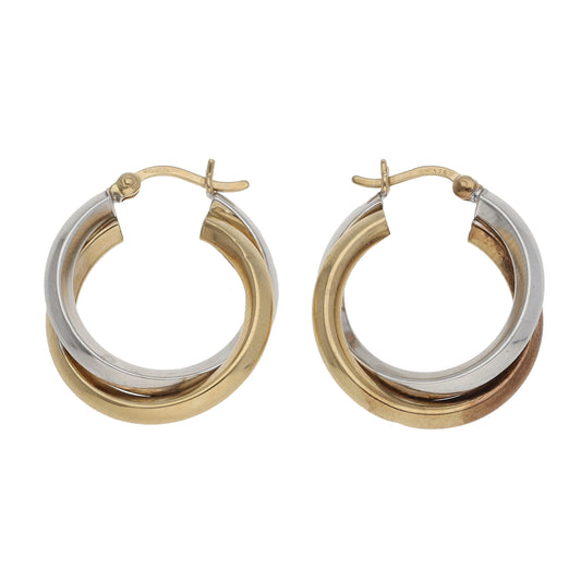 9ct Bi-Colour Gold Creole Earrings