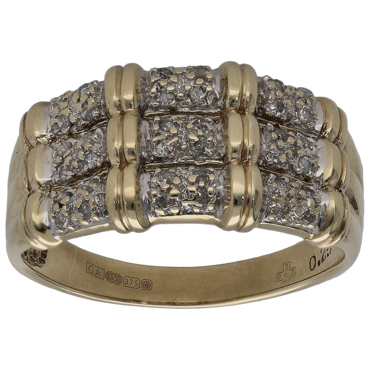 9ct Gold 0.25ct Diamond Dress/Cocktail Ring Size S