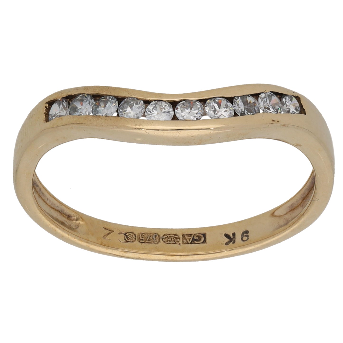 9ct Gold Cubic Zirconia Wishbone Ring Size O