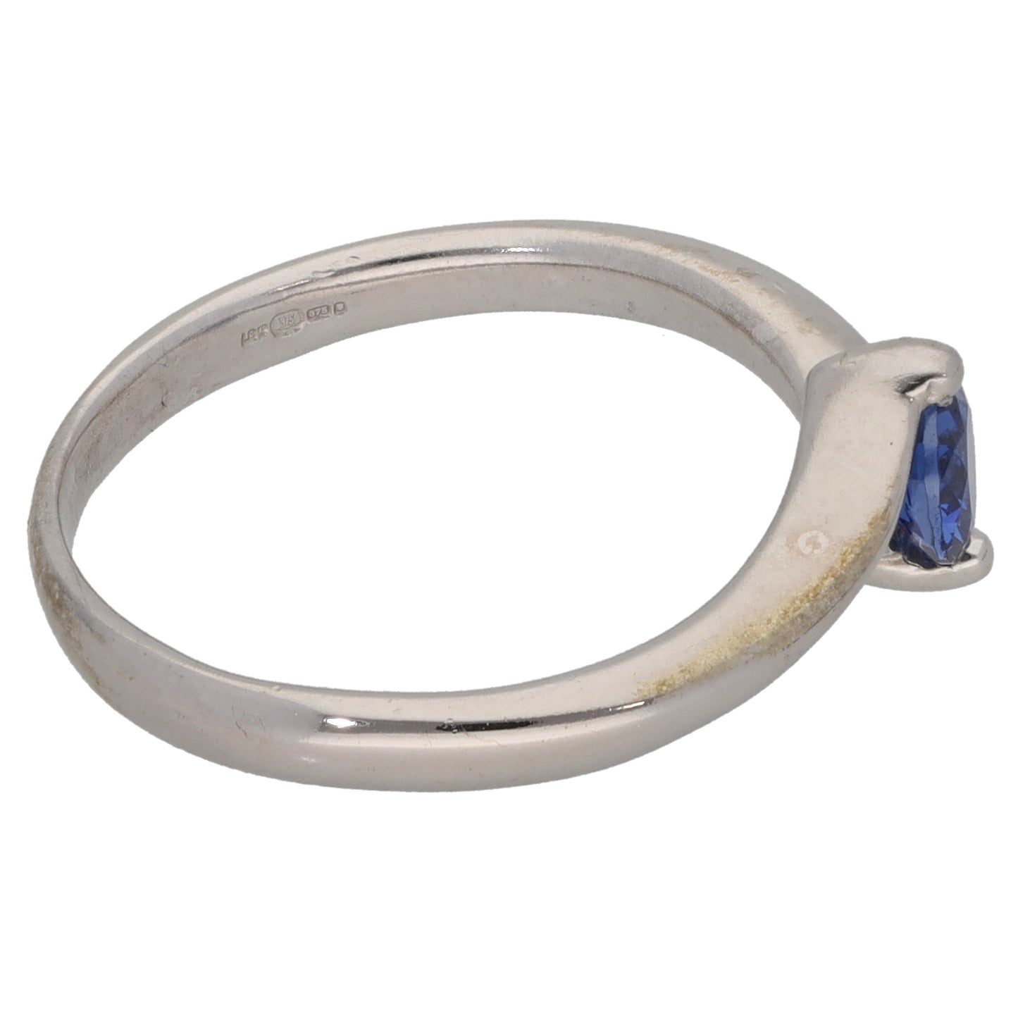 9ct White Gold Imitation Single Stone Ring Size L