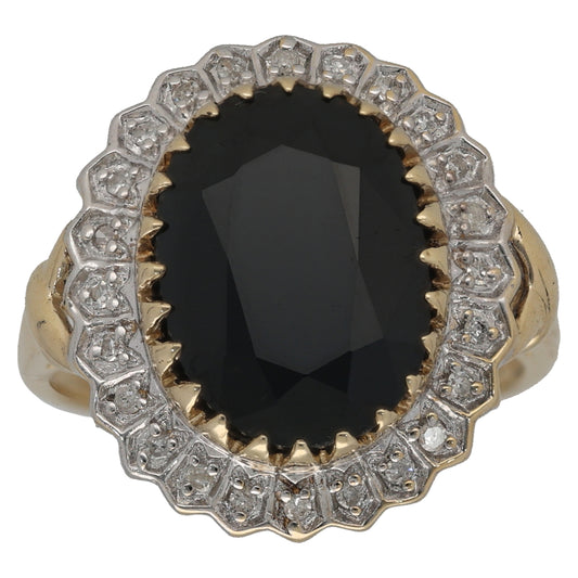 9ct Gold 0.12ct Diamond & Sapphire Dress/Cocktail Ring Size P